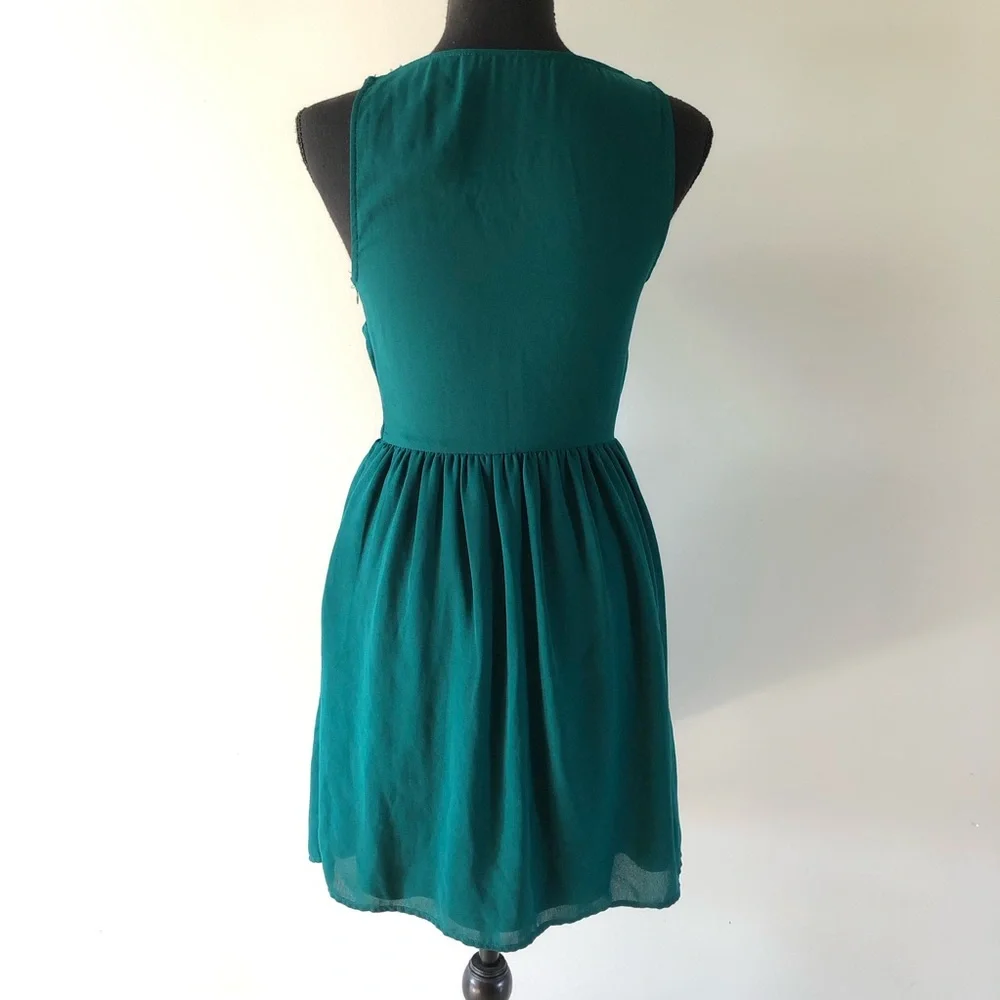 Women’s Zara Trafaluc Emerald Green Beaded Embroidered Midi Dress size S - Picture 5 of 14